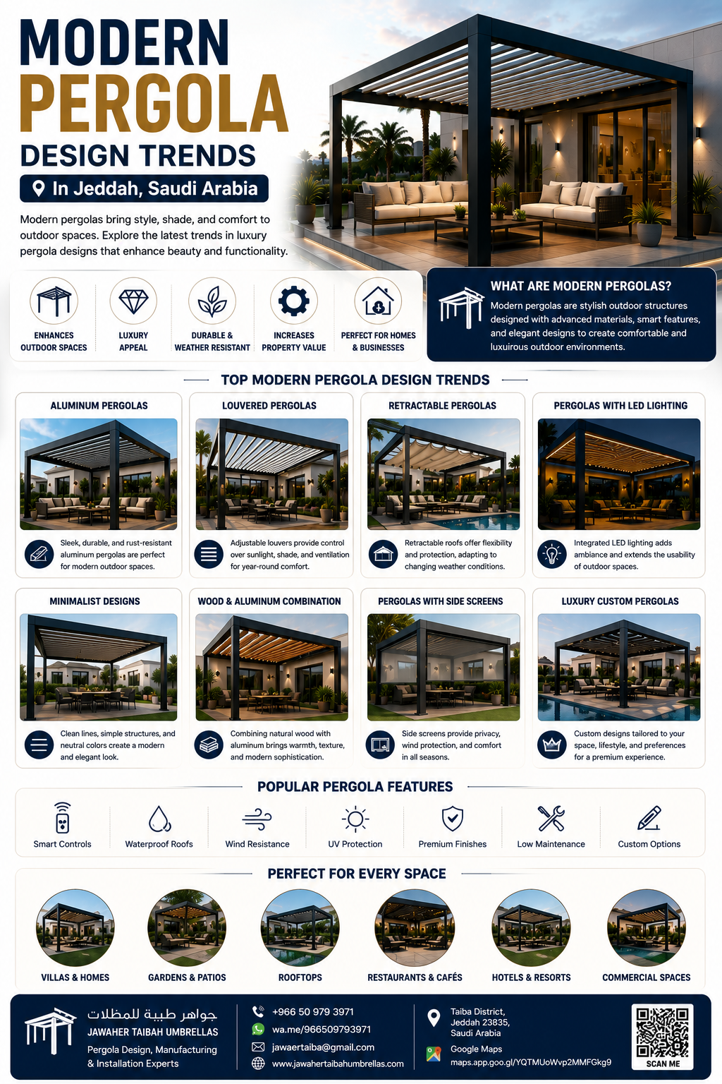 Modern pergola design trends in Jeddah