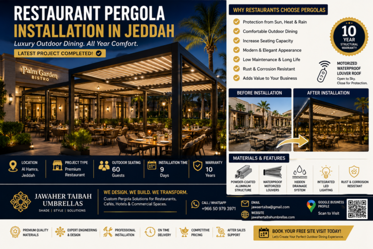 Restaurant Pergola Installation in Jeddah, Saudi Arabia – Complete Project Case Study