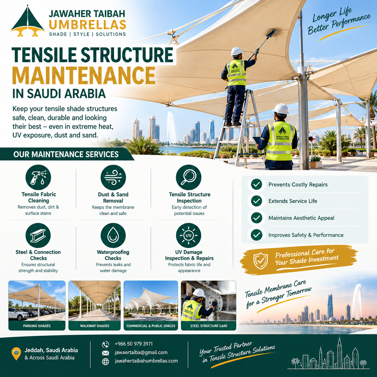 How to Maintain Tensile Shade Structures in Saudi Arabia