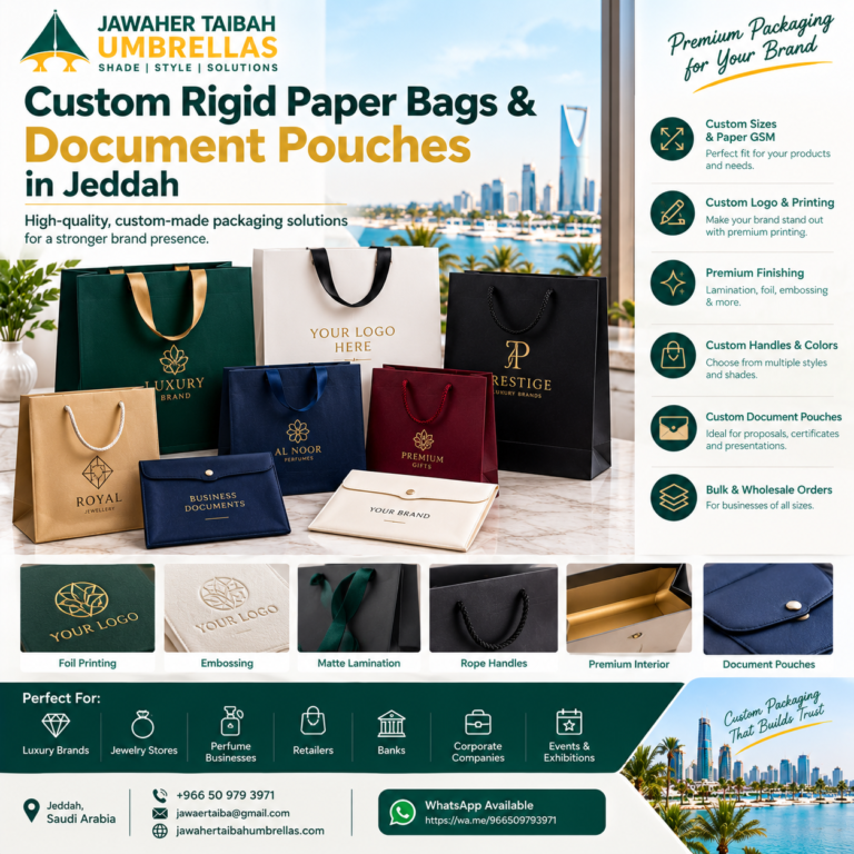 Custom Rigid Paper Bags & Document Pouches in Jeddah