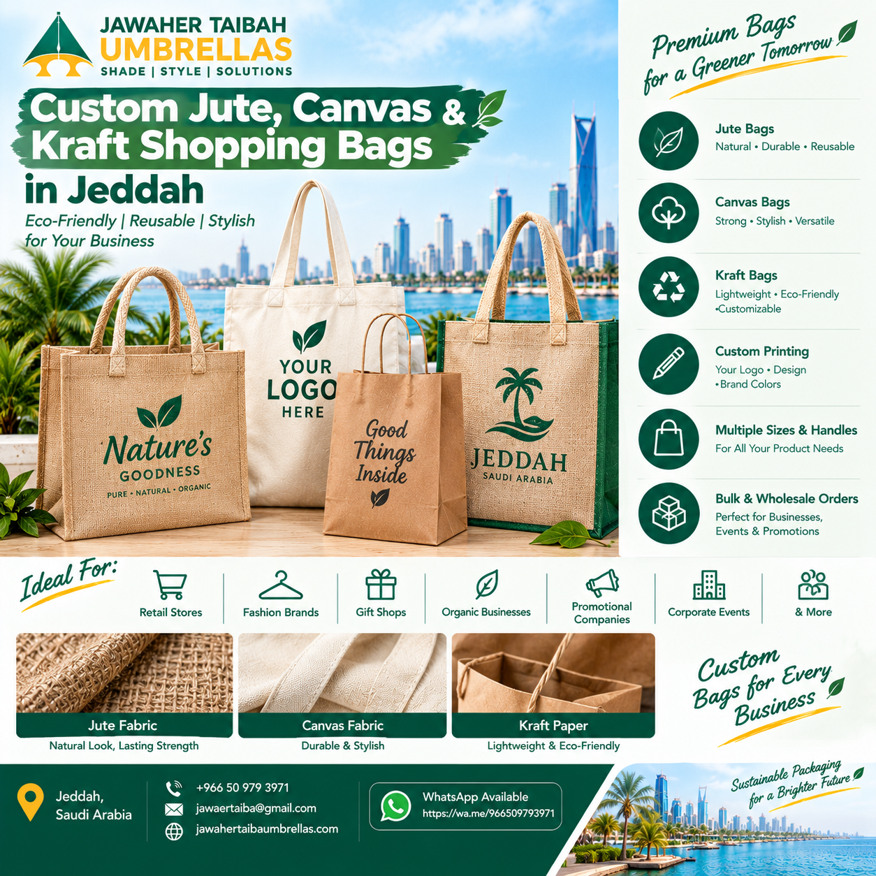 Custom Jute, Canvas & Kraft Shopping Bags in Jeddah